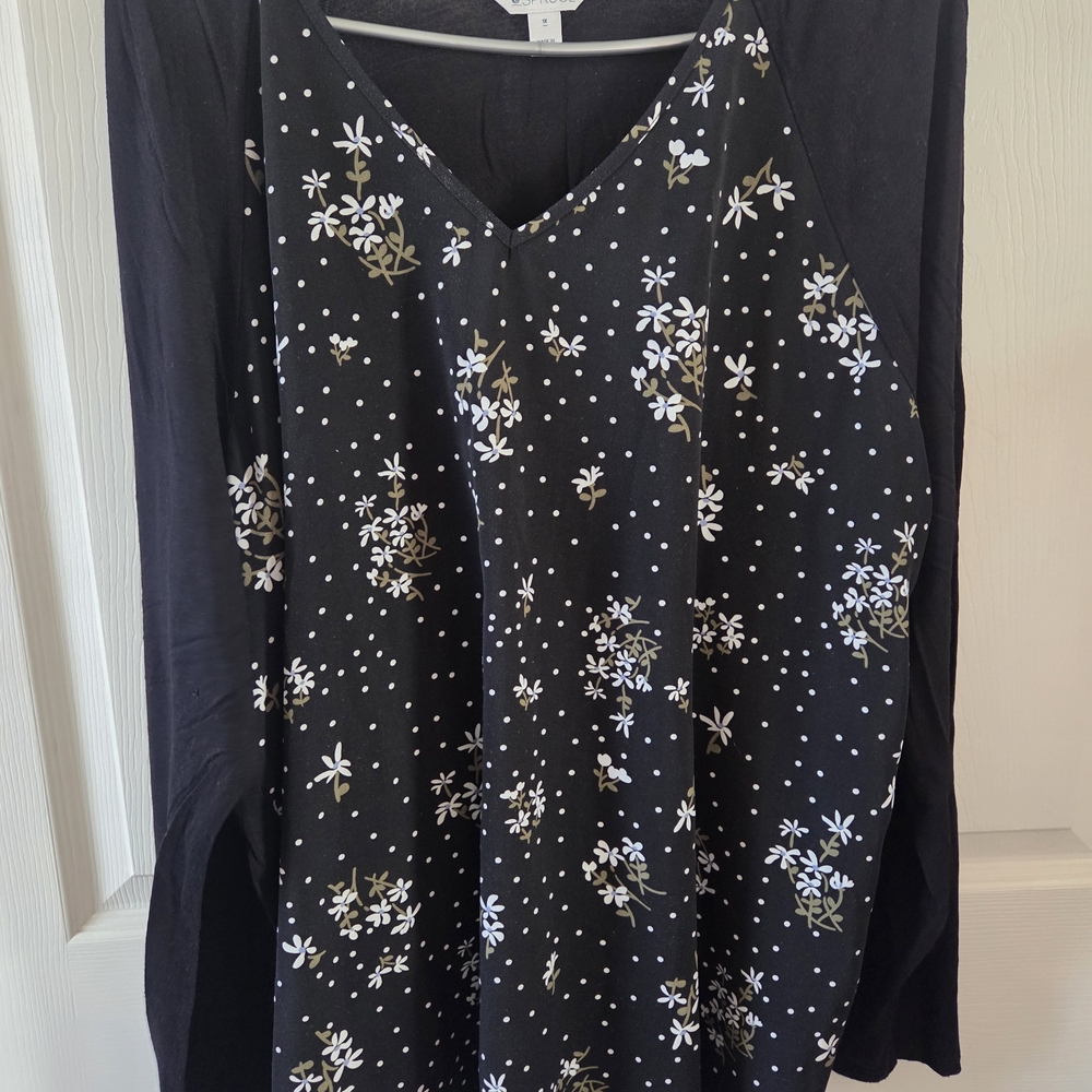 Market & Spruce Black Floral Blouse